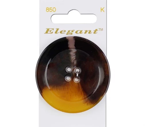 Пуговица Elegant, арт. 850 I, 4 отв., 50 мм, пластик, коричневый/бежевый