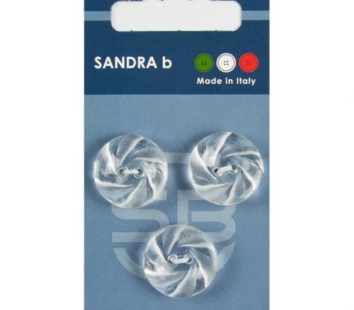 Пуговицы Sandra, 19 мм, 2 отв., пластик, 3 шт., прозрачный, арт. CARD023