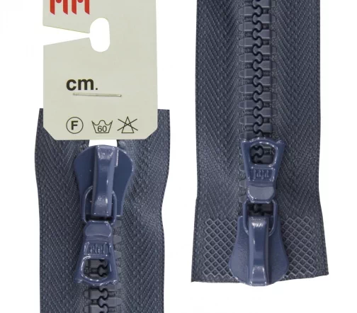 Молния Riri трактор разъёмная, 2 замка, 8мм, 80см, цвет 2124, темный серо-голубой