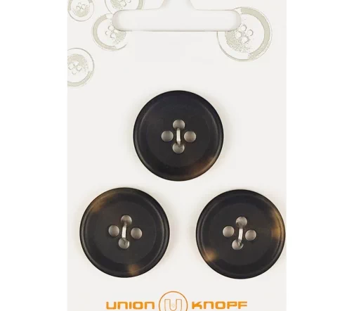 Пуговицы Union Knopf, 4 отв., пластик, цв. коричневый, 23 мм, 3 шт., арт. 85165