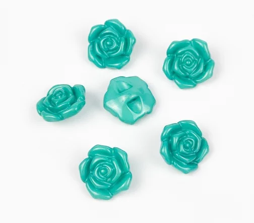 Пуговицы, Union Knopf, "Розочки", пластик, цвет салатный, 15 мм