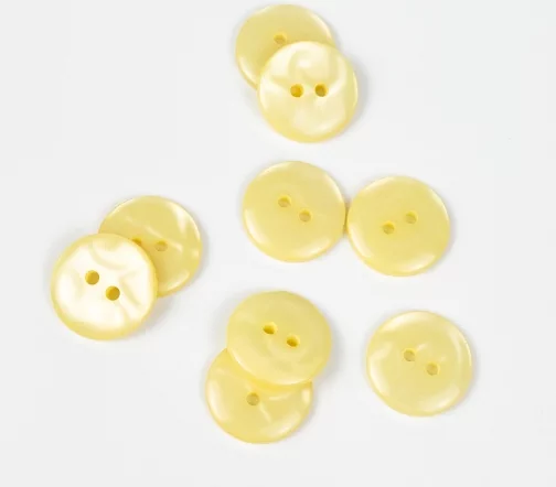 Пуговицы, Union Knopf, "Круглые с переливом", 2 отв., пластик, цвет желтый, 15 мм