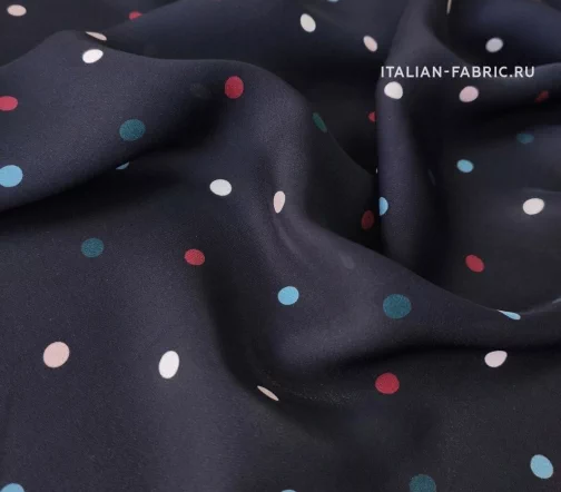 Шифон "Цветной горох на черно-синем", 1042119