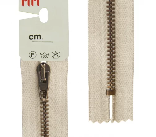 Молния RiRi металл неразъём, 4 мм 18 см, подвеска АТ, цепь антик медь, цвет 2230, бежевый холодный