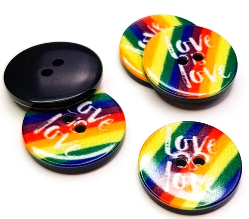 Пуговица Sandra "Love", 20 мм, 2 отв., пластик, цветные полоски