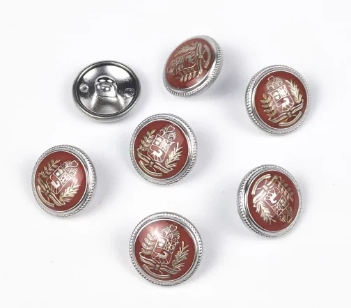 Пуговицы, Union Knopf, "Герб, с эмалью, круглые", на ножке, металл, цвет терракотовый, 15 мм