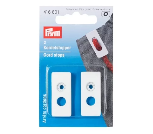 416601 Ограничители для шнура, 33*15мм, 2 отв., металл, цв. белый, 2 шт., Prym