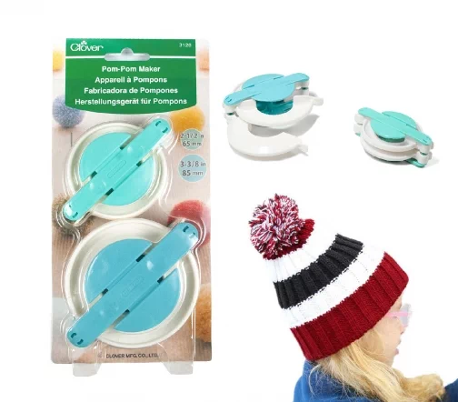 3126 Устройство для изготовления помпонов большое, пластик, 6,5 + 8,5 см, Clover