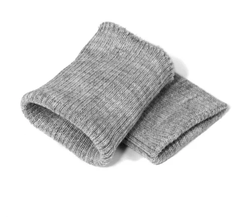 Манжеты трикотаж, полушерсть, цвет светло-серый меланж, 124-031