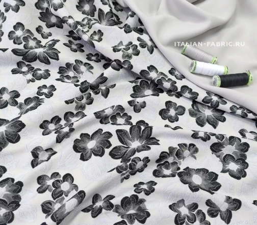 Жаккард "Графитовые цветы", 02060