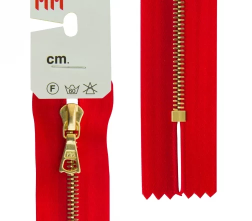 Молния RiRi атласная, металл, неразъём, 4 мм 18 см, подвеска Flach, цепь GO, цвет 9426, ярко-красный
