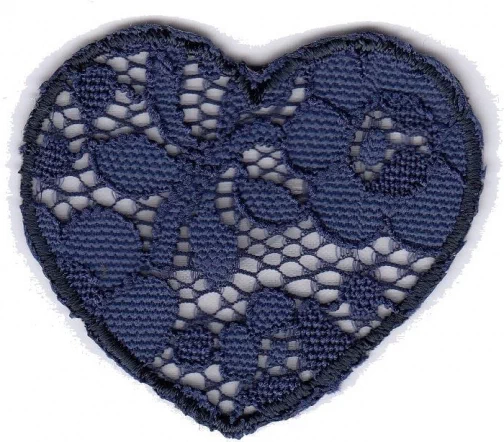 Термоаппликация "Сердце кружевное среднее синее", 5,2 х 5 см, арт. 569615.C