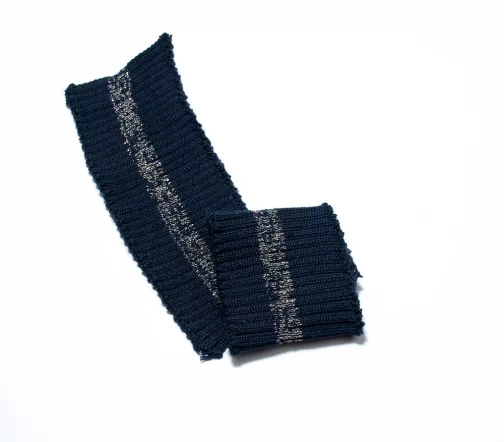 Манжеты трикотаж с полоской, цвет темно-синий/золотой меланж
