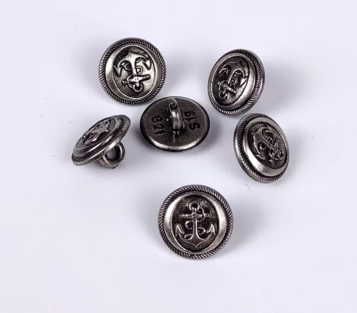 Пуговица DILL "Якорь", на ножке, пластик, цвет состаренное серебро, 14 мм