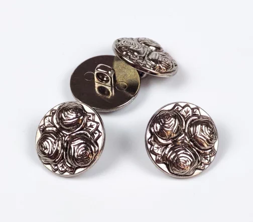 Пуговица DILL "3 розы", на ножке, металл, цвет состар.серебро, 20 мм