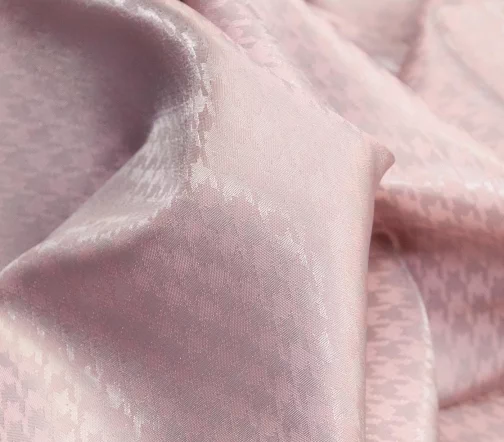 Подкладочная ткань жаккард в гусиную лапку, цвет пудрово-розовый, 1032307-3