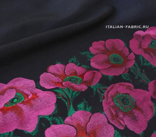 Жаккард купон с цветочным узором, фон черный, 01943к