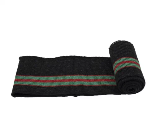 Подвяз трикотажный с полосками, металлиз., 6см*1м, арт. 3AR536-2, черный/зеленый/красный