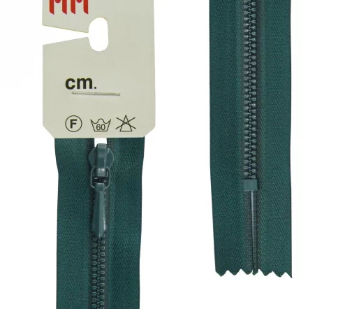 Молния Riri для юбок, металл крашеный, неразъёмная, 3мм 20см, цвет 2723, темно-зеленый