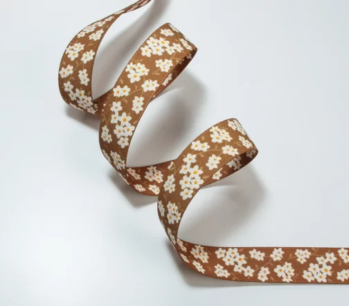 Резинка SAFISA декоративная в цветочек, 30 мм, цвет 02 горчичный