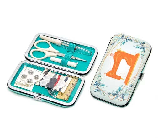 N4347.1-1 Швейный набор в футляре из иск.кожи "Швейная машинка", цвет мятный, Hemline