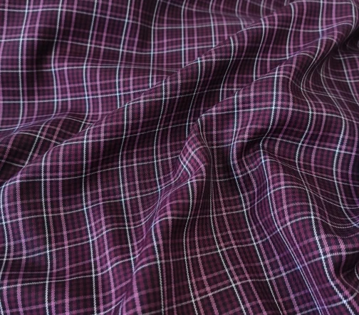 Сорочечная ткань в бордовую/розовую/белую клетку, 3092044