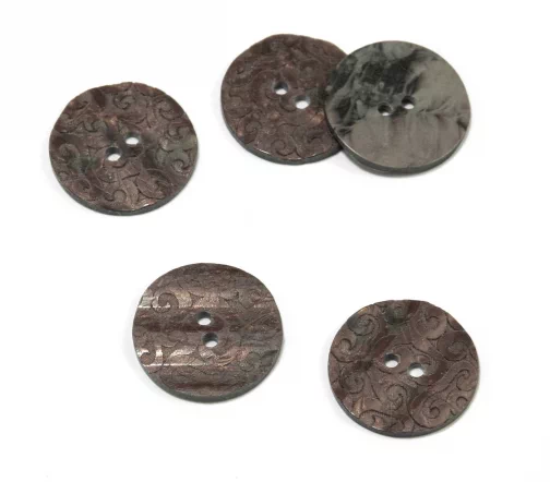 Пуговица DILL "Узоры", 2 отв., пластик, цвет коричневый, 23 мм