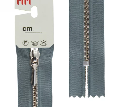 Молния RiRi металл, Ni, слайдер Tropf, 3 мм, неразъёмная, 18 см, цвет 2119, серый