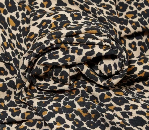 Креп "Леопардовые пятна", фон бежевый, 1062212
