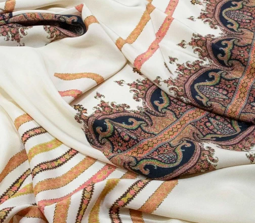 Шелк креп, фон бежевый, комплект для блузки, 1092217к