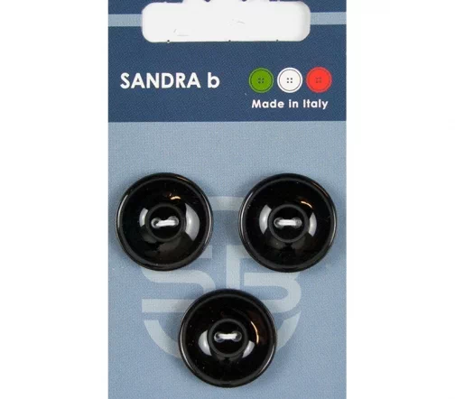 Пуговицы Sandra, 20,5 мм, 2 отв., пластик, 3 шт., цвет черный, CARD167