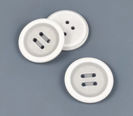 Пуговицы, Union Knopf, круглые, с белым ободком, 4 отв., пластик, цвет серый, 28 мм