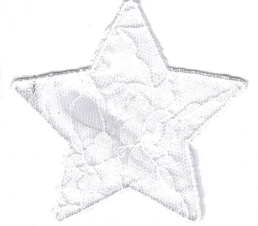 Термоаппликация "Звезда крупная кружевная белая", 7,8 х 7,5 см, арт. 569526.A
