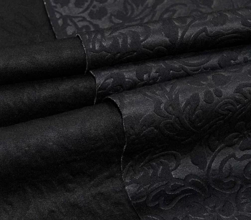 Неопрен с фактурным цветочным узором, цвет черный, 00603
