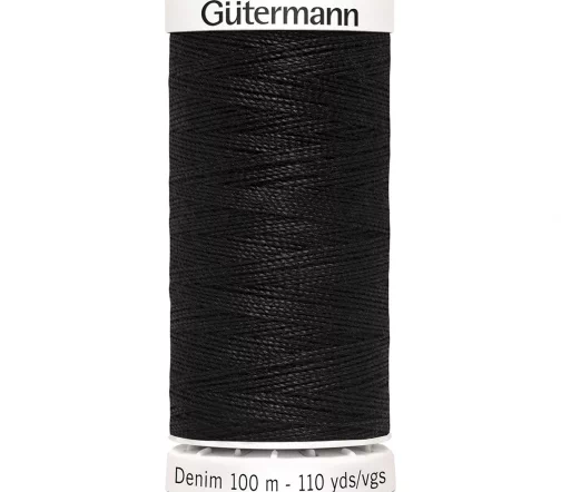 Нить Denim для джинсовой ткани, 100м, 100% п/э, цвет 1000 черный, Gutermann 700160