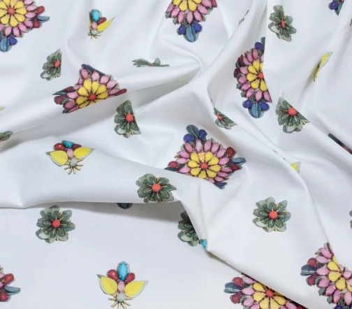 Поплин стрейч "Кристаллы", 01001