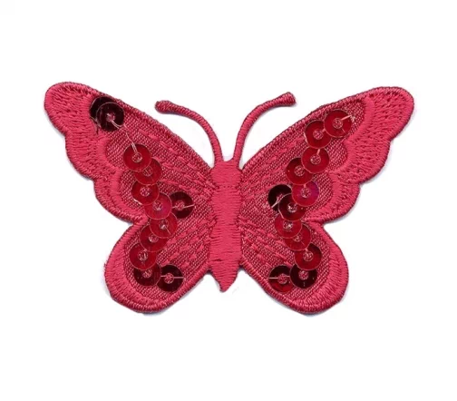 Термоаппликация "Бабочка с пайетками", 3,8 х 6,2 см, красный, арт. 569477.H