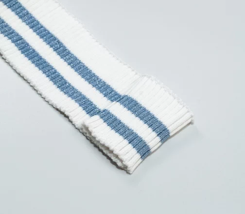 Кромка трикотаж с полосками, цвет белый/голубой