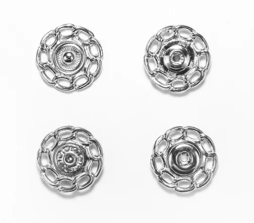 Кнопки ажурные, металл, пришивные, 21 мм, цвет серебро, 03-S-21