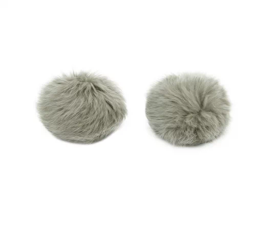 Помпон из нат. меха (кролик), d-8см, 2шт/упак (J мышиный), арт. 7723348-J