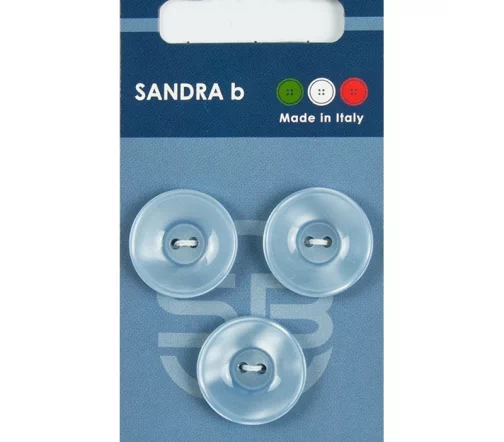 Пуговицы Sandra, 20,5 мм, 2 отв., пластик, 3 шт., голубой, CARD125