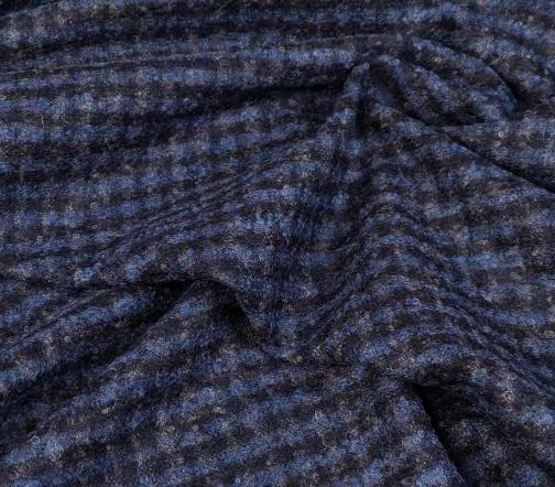 Шерсть с кашемиром в клетку, цвет синий/черный, 81080