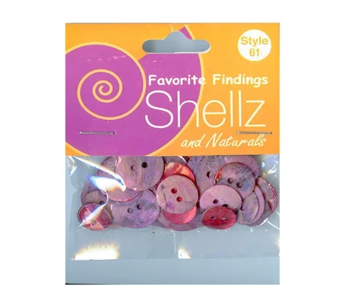 Набор пуговиц, серия Favorite Findings "Shellz & Naturals", перламутр, 2 отв., 32 шт., цв.малиновый