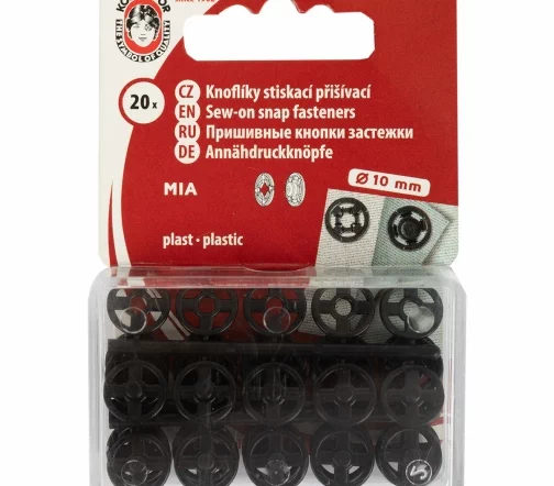 Кнопки пришивные, Koh-i-Noor, 10 мм, пластик, цвет черный, 20 шт., 154810