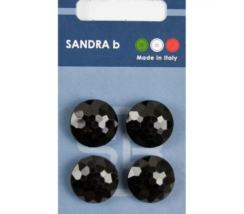 Пуговицы Sandra, на ножке, 18 мм, пластик, 4 шт., черный, CARD162
