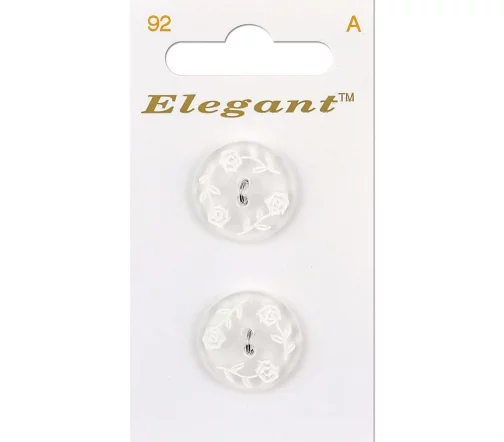 Пуговица, Elegant, арт. 092 В, 2 отв., 28 мм, пластик, 1 шт., прозрачный