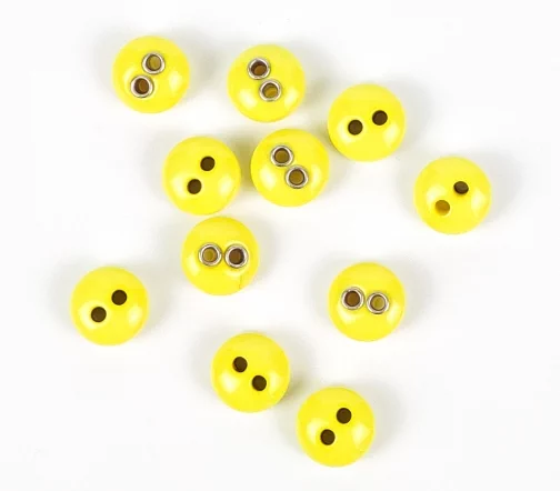 Пуговицы, Union Knopf, круглые, выпуклые, 2 отверстия, пластик, цвет желтый, 11 мм