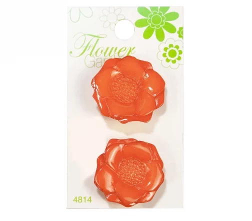 Пуговицы, Flower Garden, арт. 4814, на ножке, 28 мм, пластик, 2 шт., оранжевый