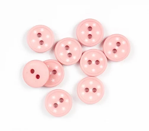 Пуговица Union Knopf "Звездочки", 2 отв., пластик, цвет розовый, 12 мм