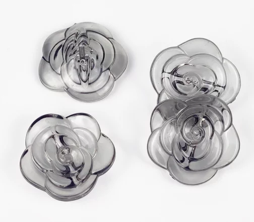 Пуговицы, Union Knopf, "Роза прозрачная", на ножке, пластик, цвет черный, 30 мм